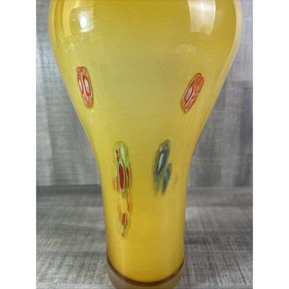 VTG Murano Glass Sunburst Vase Italy Yellow And Orange Heavy Art Deco - Picture 7 of 11